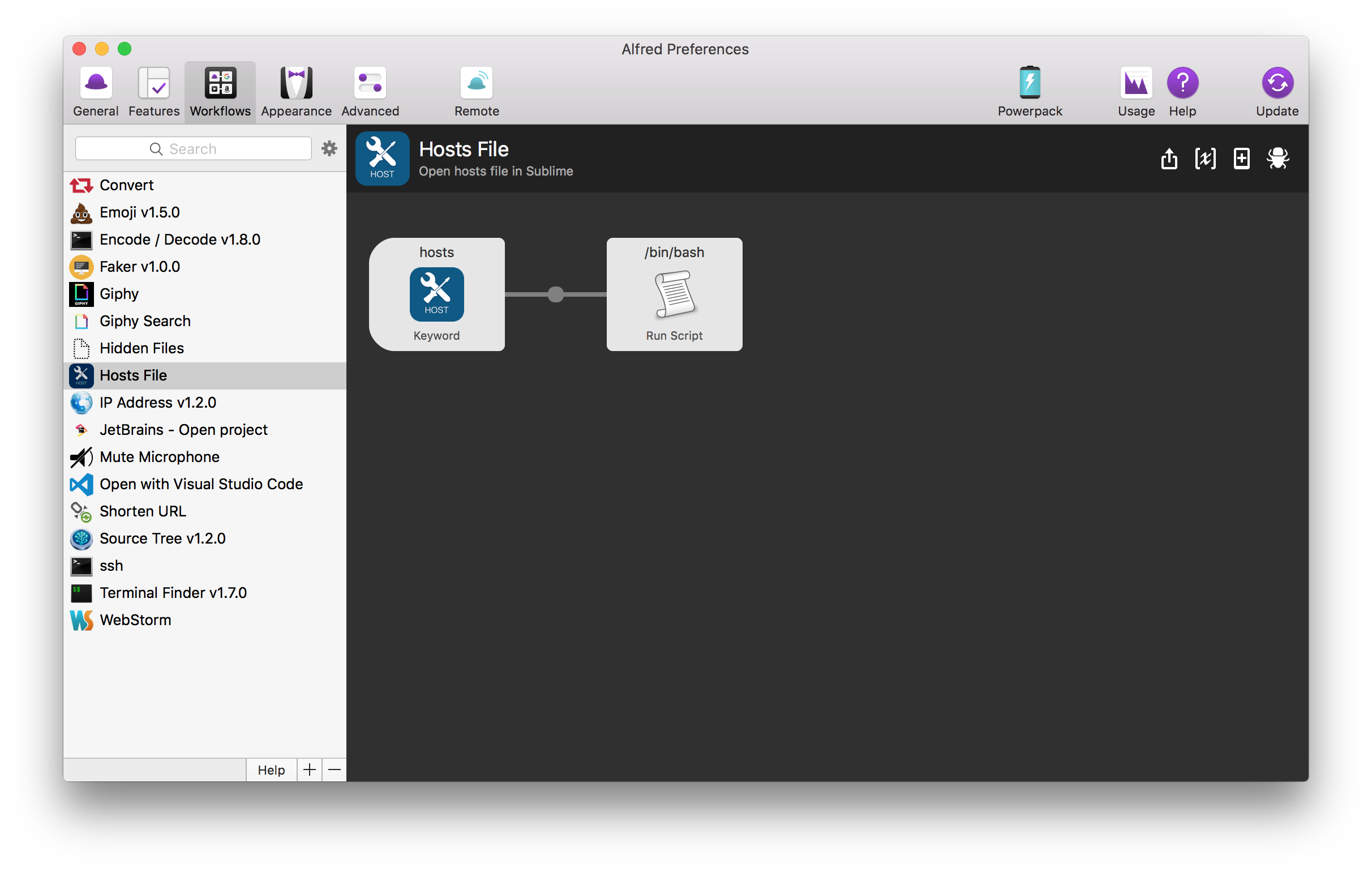 Alfred Hosts File Workflow Configuration
